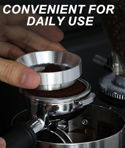 Image of Coffee Accessories Set, 51mm Portafilter Powder Ring, Coffee Stirrer, Espresso Machine Accessories, Coffee Distributor, Cafe Coffee Kit, Silver and Ebony Wood