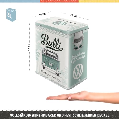 Nostalgic-Art Retro Vorratsdose L, 3 l, VW – Good things are ahead of you – Volkswagen Bus Geschenk-Idee, Original Lizenzprodukt (OLP), Große Kaffee-Dose aus Blech, Werkstatt-Deko im Vintage Design