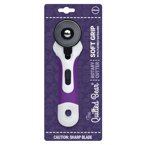 The Quilted Bear Rotary Cutter - Ergonomic Soft Grip Rotary Cutter for Fabric with Sharp Cutting Blade & Easy Blade Replace System (45mm Rotary Cutter)