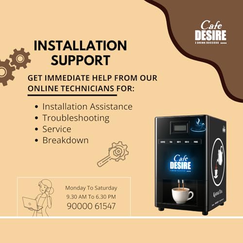 Image of Cafe DESIRE I DRINK SUCCESS Tea & Coffee 4 Lane LED Automatic Coffee Vending Machine | Fully Automatic (4 Lane LED) - VM30