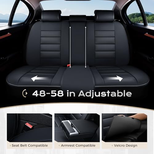Image of Coverado Car Seat Covers Full Set, Seat Covers for Cars, Front Seat Covers and Back Seat Cover Waterproof Leather Automotive Seat Cover, Universal Car Interior Protectors Cushion for Most Cars