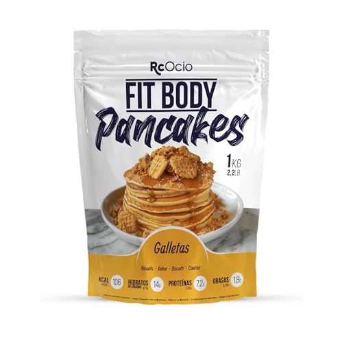 Mezcla para Tortitas/Pancakes proteica FitBody saciante Alto en Proteínas Bajo en Calorías | Tortita proteina Sin Azúcares Añadidos, Ingredientes Naturales (1KG, Cookies)