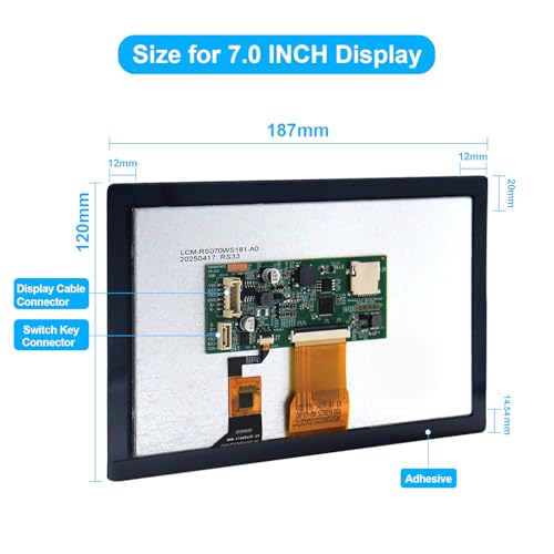 Image of JKBMS 7 Inch LCD Display Screen for PB Series Version V19 Home Energy Storage Inverter (LCD-7.0-TTL-P)