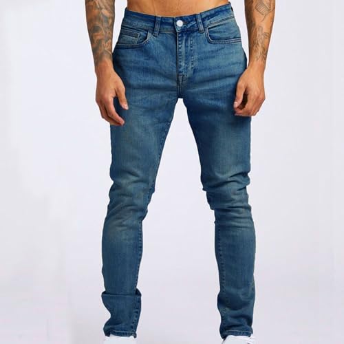 Jeans Men Slim Fit Stretch Jeans Distressed Straight Comfort Flex Waist Pants Comfortable Skinny Denim Pants Trousers2