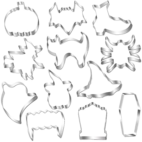 Ghost Cookie Cutter Pumpkin Cookie Cutter Halloween Cookie Cutters12pcs Cookie Cutters set Bat Cookie Cutter Cat Cookie Cutter Shapes for Homemade Cake,Biscuit Hallowen Treats