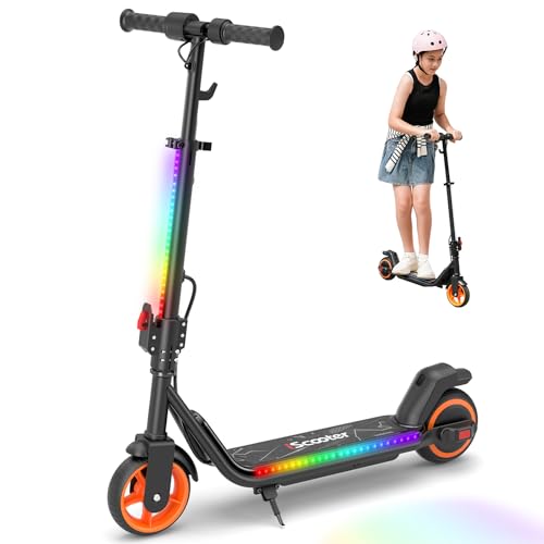 iScooter IK3Max Electric Scooter for Kids Ages 8+, Bluetooth, Horn, LED Display,3 Adjustable Speeds & Heights for Tweens, Foldable Orange IK3MAX-5/8/12MPH&Bluetooth&3 Heights&Foldable