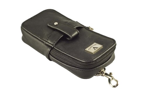 Valentia Cigars Case (holds 3 Cigars/Cutter/Lighter), Synthetic Black Leather