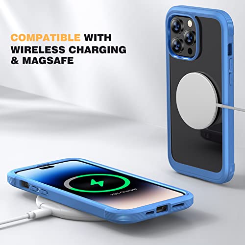 Diaclara Designed For Iphone 14 Pro Case 6.1’’, [2023 Upgraded] Full Body Rugged Case W/Built-In Touch Sensitive Anti-Scratch Screen Protector+9H Tempered Glass Camera Lens Protector (Elegant Blue) #TOP4