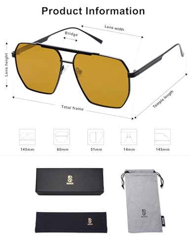 Image of SOJOS Retro Oversized Square Polarized Sunglasses for Women Men Vintage Shades Classic Large Metal Sun Glasses