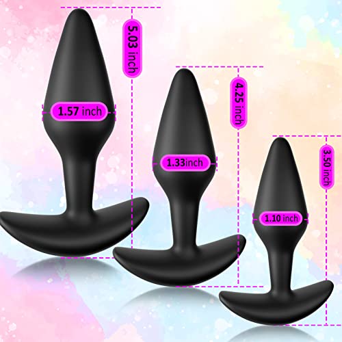 Anal Plug Training Set Silicone Butt Plug Kit For Comfortable Long-Term Wear Prostate Massager Sex Toy With Long Taper & Thin Neck & Curved Base Tjijp Black #TOP1