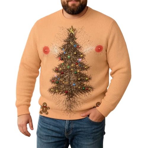 Chest Hair Christmas Tree Print Jumper
