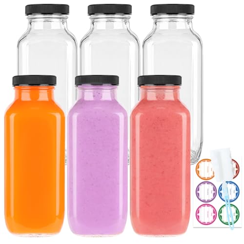 GUANENA 16 oz Square Glass Bottles