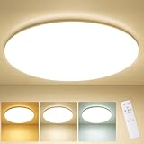 LEZOE LED dimmbar Deckenlampe mit Fernbedienung φ45cm, 45W 5000LM IP54 Wasserfest Deckenleuchte Speicherfunktion Nachtlicht, 2700K-6500K für Wohnzimmer, Kinderzimimer, Schlafzimmer Bad Küche Heimbüro