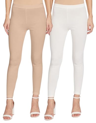 Image of JUNEBERRY Pure Cotton Skinny Fit Ankle Length Leggings Combo (Pack of 2)
