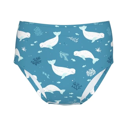 Cute Beluga Whales Girls' Underwear Soft Cotton Little Girls Panties Comfort Briefs