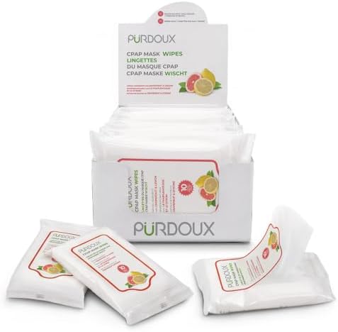 CPAP Mask Wipe (12 Travel Packs x 10 Wipes) 100% Cotton Grapefruit Lemon