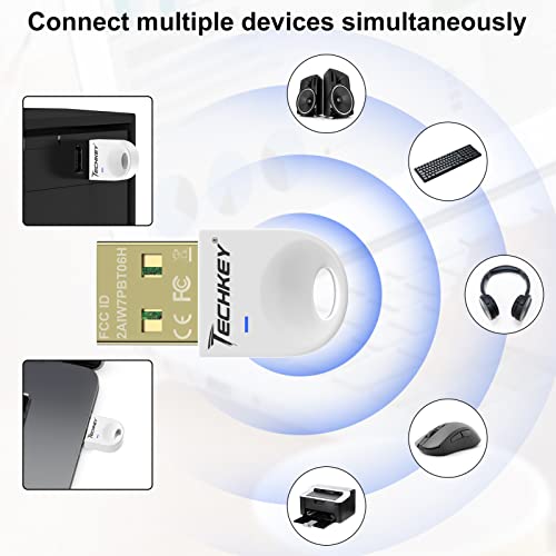Image of USB Bluetooth Adapter 5.3 for Desktop PC, Plug & Play Mini Bluetooth EDR Dongle Receiver & Transmitter for Laptop Computer Bluetooth Windows 11 /10 /8.1-Pearl White