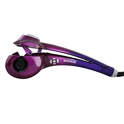 Sminiker Showliss Pro Curling iron Hair Curlers Automatic Curling Wand with LCD Display 3 Temperature Control Mode Universal Voltage Gift Box for Birthday Christmas Gift (purple&blue)