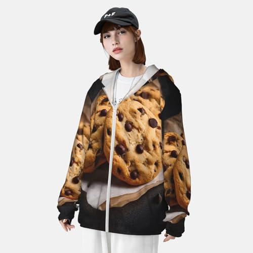 UPF 50+ Sun Protection Hoodie Rash Guard Long Sleeve Sun Shirt Chocolate Chip Cookies UV Shirt Full Zip Jacket4