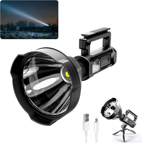 Image of CBEX Rechargeable Spotlight, Super Bright 100,000 LM LED Flashlight Handheld Spotlight 8000mAh Long Lasting Large Flashlight Searchlight and Flood Camping Flashlight with Foldable Tripod (CB-RE20)