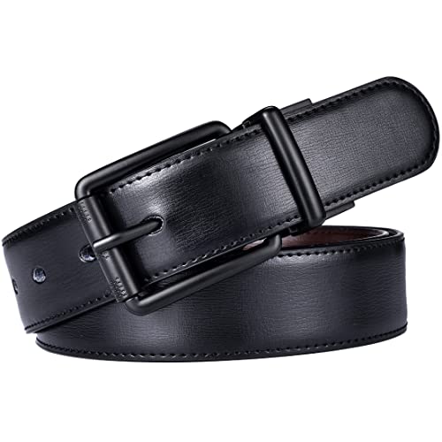 Beltox Men's Genuine Leather Reversible Belt 1.25" Rotate Black Buckle Gift Box4