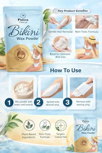 Image of Bikini Wax Powder for Women | Painless Herbal Hair Removal Powder for Women Bikini Area, Legs, Hands & Underarms with No Harmful Chemicals, No Irritation, No Skin Rashes(100GM)