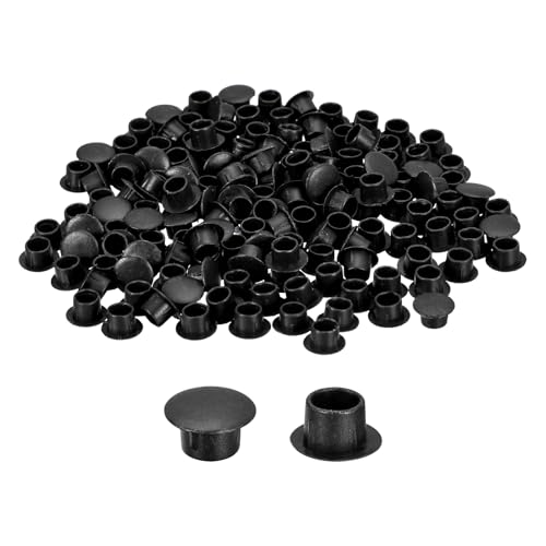 Image of uxcell 500Pcs Screw Hole Plugs, 8mm(5 /16 inch) Dia Plastic Round Button Plugs Snap in Locking Hole Covers Flush Type Caps for Furniture Cabinet, Black