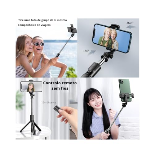Bastão Pau Selfie Tripe Controle Bluetooth P Celular Cor Preto