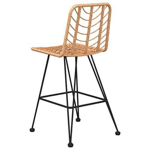 Vidaxl Rattan Bar Stool 2 Pcs, Counter Stool With Back And Footrest, Modern Patio Outdoor Bar Stool For Kitchen Pub, Pe Rattan And Steel #TOP5