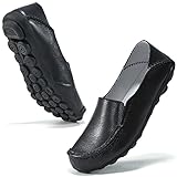 FUDYNMALC Loafers for Women Comfortable Slip On Dress Shoes Casual Leather Walking Flats Outdoor Dri