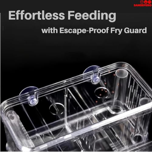 Image of SANSEFERO Breeding Box Isolation Box Fish Tank Aquarium Breeder Box Double Guppies Incubator Aquarium Rectangle Aquarium Tank (13.5cm x 7.5 cm x 10.5 cm)