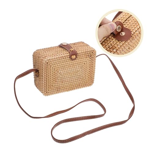 Handwoven Round Rattan Purse Crossbody – Straw Basket Wicker Bag for Women – Circle Summer Handbag2