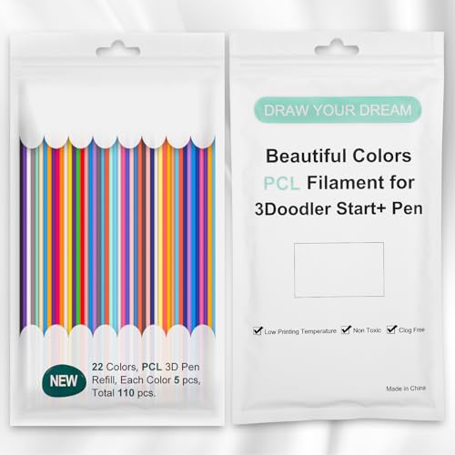 Biglumin 110pcs 3D Doodler Pen Nachfüllungen 22 Farben 2.5mm für 3Doodler Start 3D Stift Niedrige Drucktemperatur PCL Filament Biologisch abbaubar Geruchsneutral