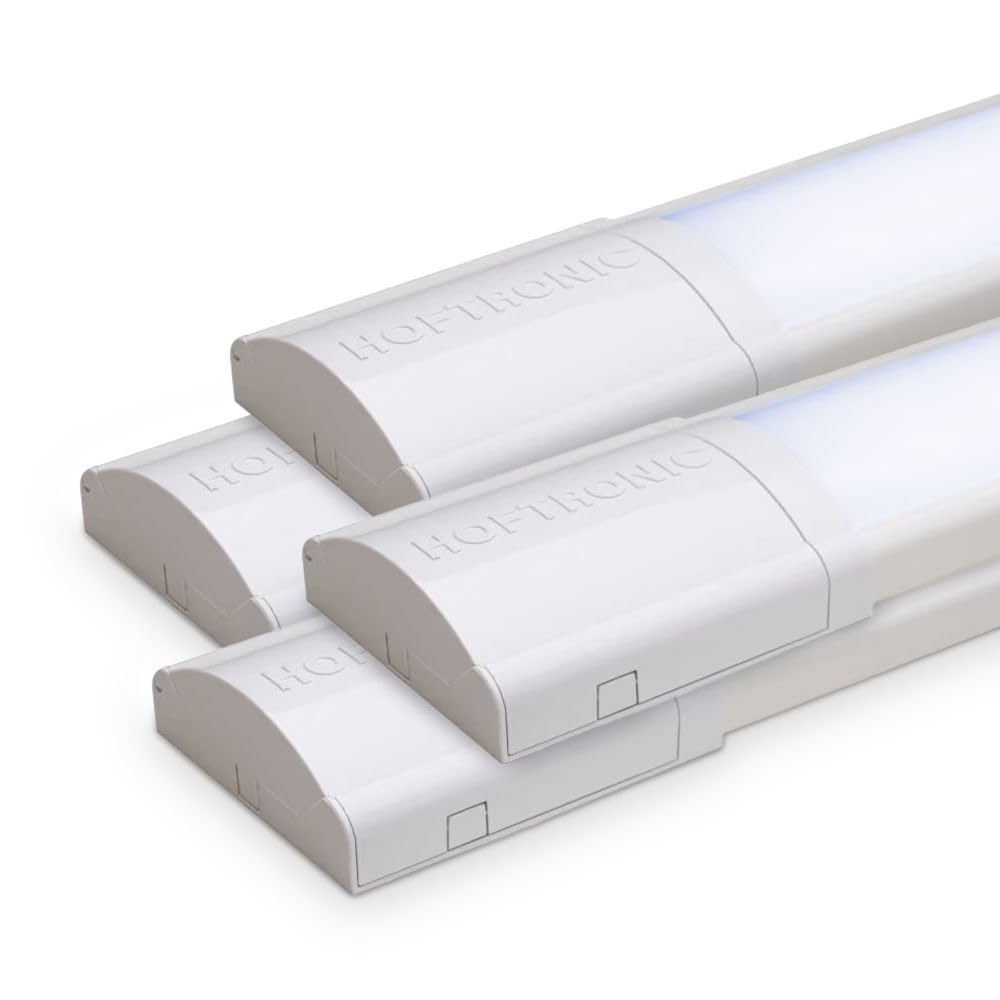 HOFTRONIC - 4x Plafoniera LED Lineare da Soffitto 150 CM - 50W 6000 Lumen (120lm/W) - 6400 K luce bianca fredda - Lampada Rettangolare - IP20 per Parete, Garage, Negozio - Tubo LED
