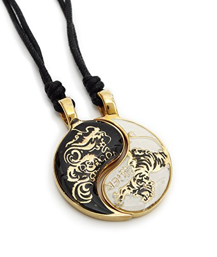 Dragon Tiger Yin Yang Seperated (2 Necklaces) Handmade Brass Necklace Pendant Jewelry