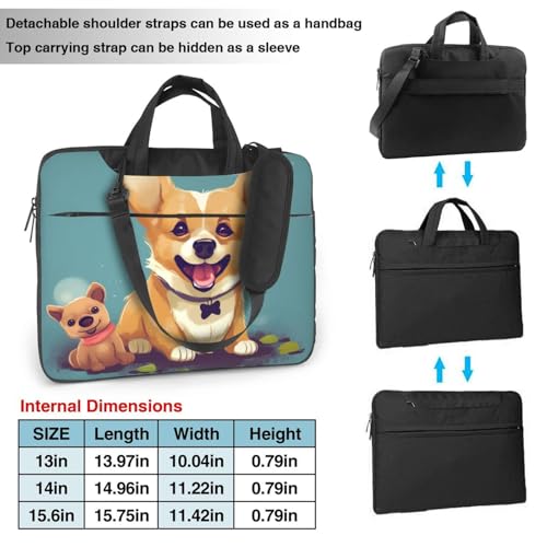 Maletín para portátil 15.6 pulgadas con diseño de Corgi miniatura 3