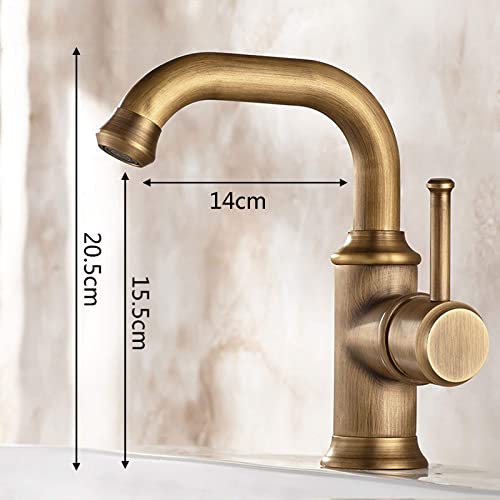 Grifo de baño monomando antisalpicaduras con burbujeador y latón cepillado 6