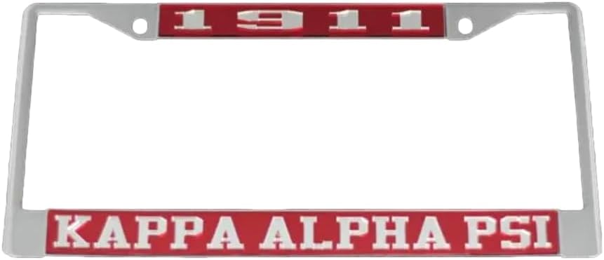 (KAP) Chrome License Plate Frame w/Red Acrylic & Silver Founding Year