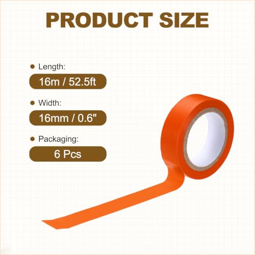 MECCANIXITY 6 Pcs Drum Stick Tape, 0.6in x 14.6 Yard cinta antideslizante para baquetas, color naranja miniatura 2