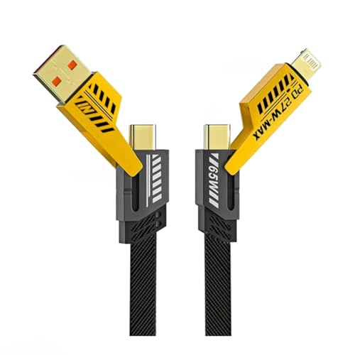 Image of INBAE 2026 New Model 11th Gen High Grade 4 in 1 Fast Charging Cable Unbreakable Metal Plated Ports 3A Ultra Fast Charge & Data Transfer Supports QC 3.0 Compatible with Type C, Lightning & USB-A