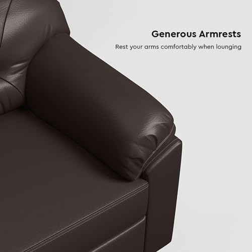 Image of Interio by Godrej Sofa Rejoice 3 Seater Leatherette Sofa for Living Room, 1-Year Warranty, Pinewood, Coffee Brown