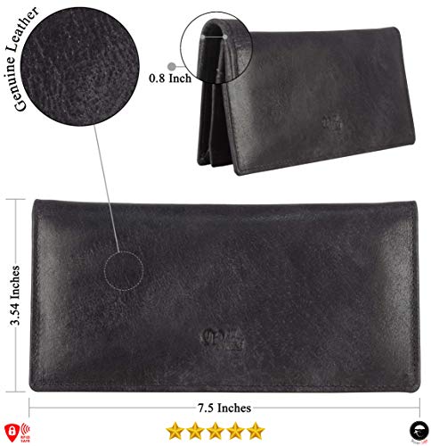 Image of RFID Blocking Mens Genuine leather Bifold Long Wallet