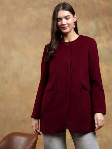 Image of KOTTY Womens Cotton Blend Standard Length Elegant Style Coat - Classic Style with Modern Detailing