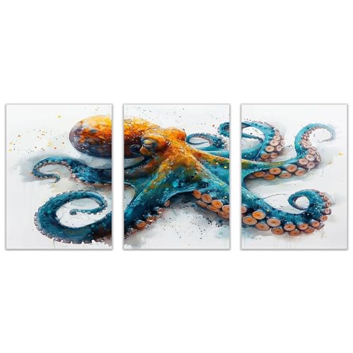 Paysage cotier 60x80cmx3 tableau decoration murale plage pour agrandir l'espace