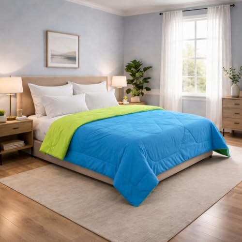 Image of Dream Living Microfibre Reversible Comforter | Double (Aqua & Green, 200 GSM)