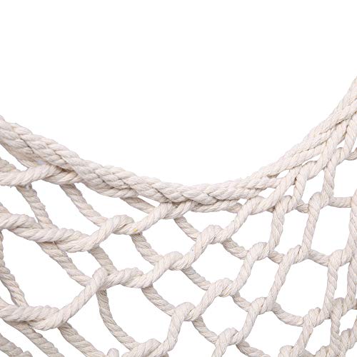 Hammock Chair Cotton Hanging Rope Air Chair Swing Seat with Soft Cotton Rope, Sturdy Wood Bar, 300lbs Capacity for Indoor Outdoor Bedroom Garden Yard Patio Porch (Beige)