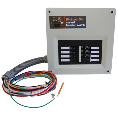 50 Amp Manual Transfer Switch Kit Indoor Pre-Wired Compatible with Portable Generators Such as XG10000E XP10000E GP15000E and GP17500E for Generac 9854