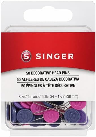 SINGER Decorative Flat Head Pins, Size 24, 50 Count: Assorted Colors, Rust-Resistant Nickel-Plated Steel Pins for Sewing, Quilting, and Crafts image 2