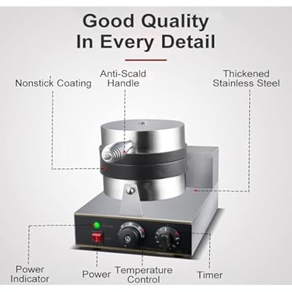KUOYTT 1300 W kommerzieller elektrischer Burger-Waffelmaker, Burgermaker, antihaftbeschichteter Burger-Waffelmaker für Hamburger, Dorayaki, Panini, Temperaturbereich 50–300 °C, für den Ha – Bild 5