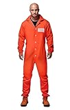 HOMELEX Men's Orange Prisoner Costume Jumpsuit - Adult Jail Inmate Criminal Holes Outfit Convict for Halloween